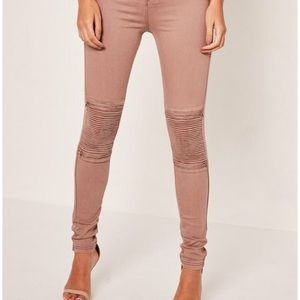 Misguided Nude high waist biker jeans